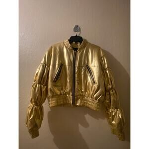 Women's Balboa Gold Metallic Cropped Jacket Large